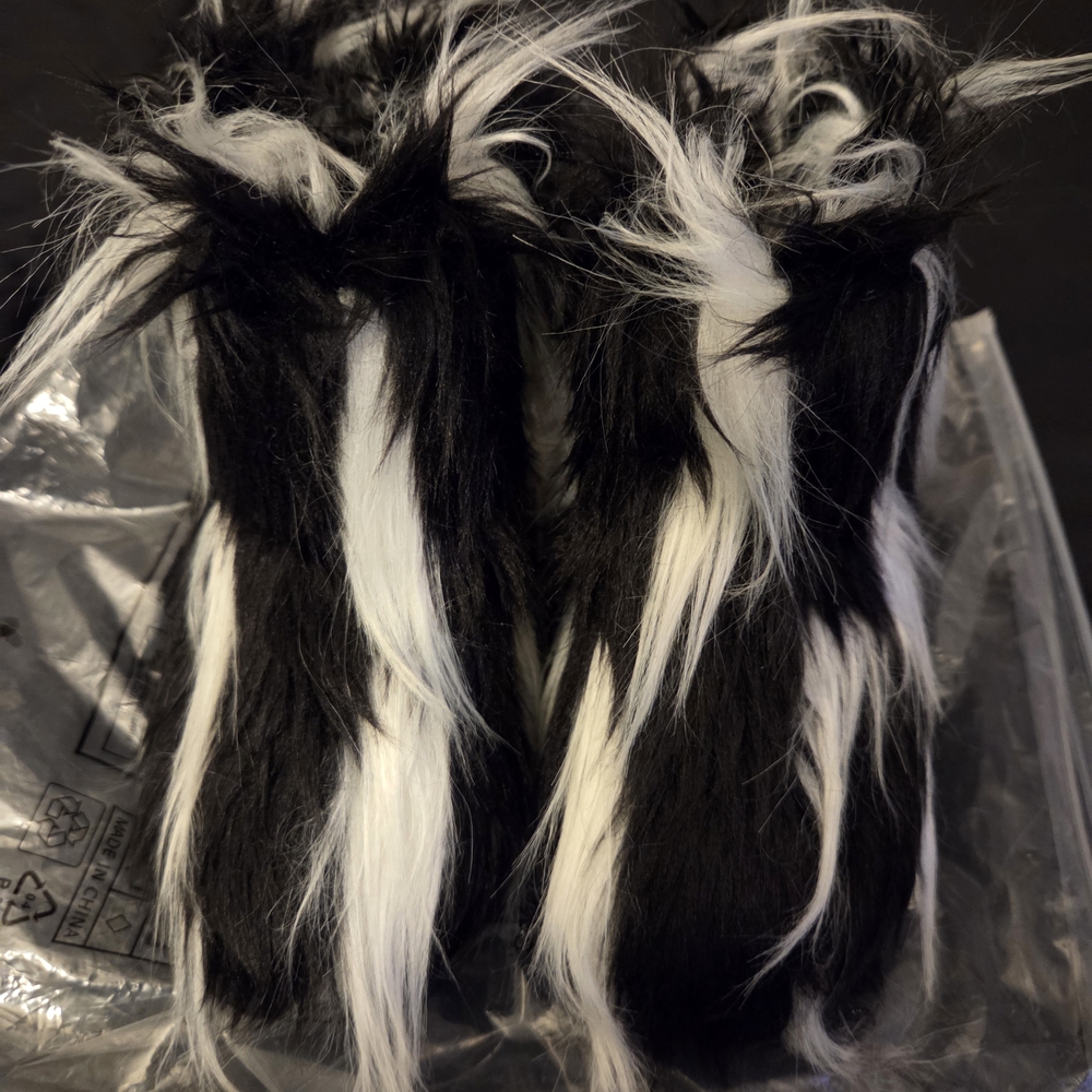 Kids Black and White Faux Fur Boot
